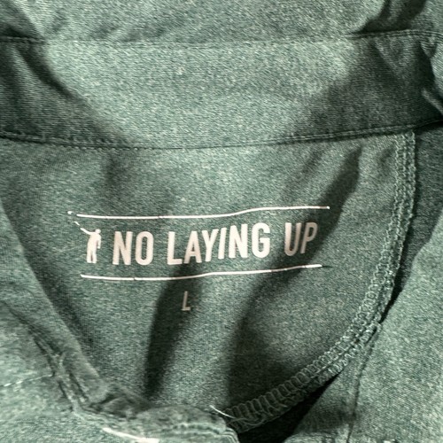 NO LAYING UP Polo Shirt Mens Large L Green Golf Podcast Performance Sport