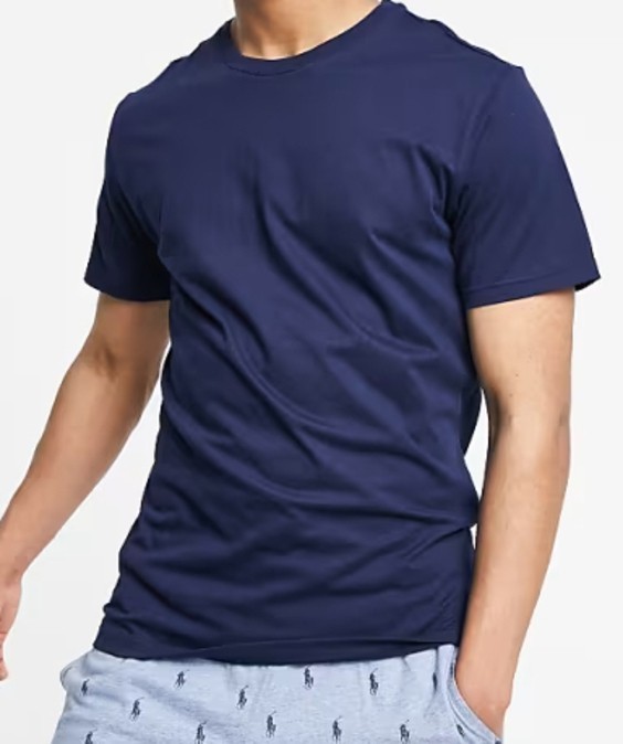 Mens Polo Ralph Lauren Crew NeckT-Shirt Red Logo Pony, Blue 100% Cotton Small