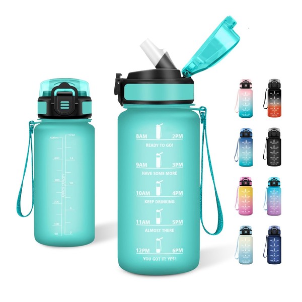 Trinkflasche 500Ml Auslaufsicher Mit Zeitmarkierung Japoria, Sportflasche,-image