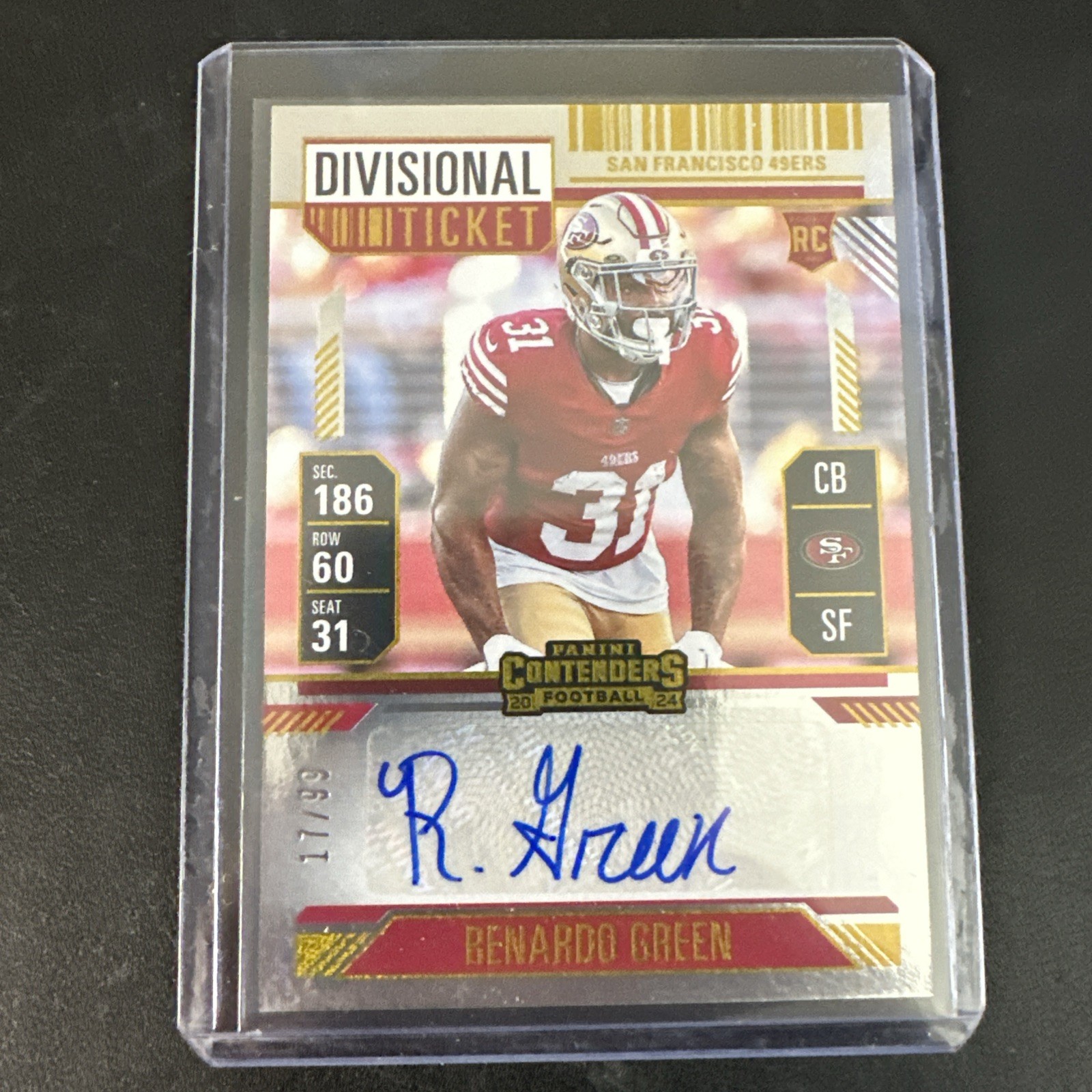 Renardo Green Panini Contenders #208 Autograph-Goal Line Ticket Fotl