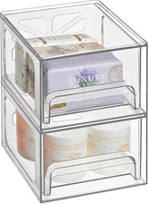 Acrylic Drawer Organizer 2-Pack Clear Stackable Storage Drawers for Makeup