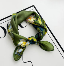 100 Silk Mulberry flower Print Shawl Bandana 53X53cm Neckerchief Scarf wrap