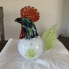 Vintage Murano Art Glass Rooster Figurine 7”