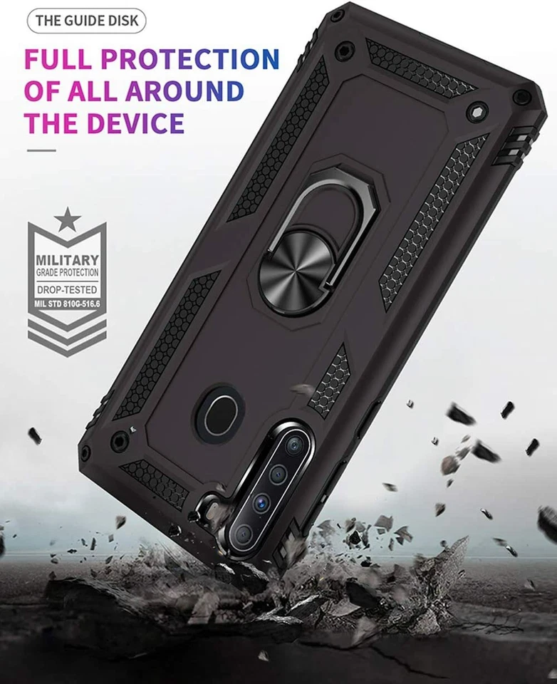 For Samsung Galaxy A21 Hard Hybrid Armor Black Holster With Kick Stand Magnetic - Image 3 of 4