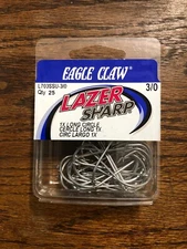 Eagle Claw 3/0 Circle Sea Lazer Sharp Long Circle Hooks L703SSU-3/0 25pk