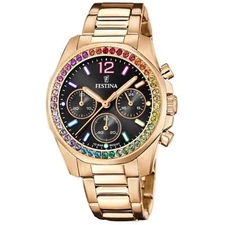 FESTINA F20639/3 Chronograph Pink PVD Steel Black Bottom Women's Watch