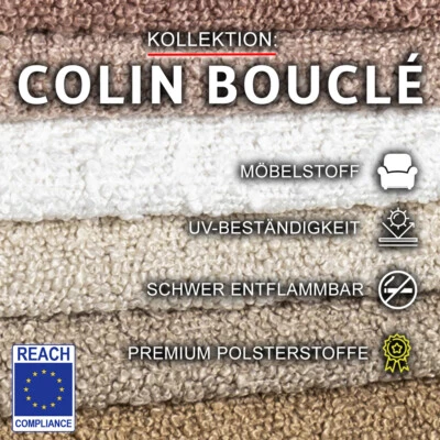 STOFFSHOP Polsterstoff Colin Bouclé Frottier-Velours Möbelstoff Meterware Premium
