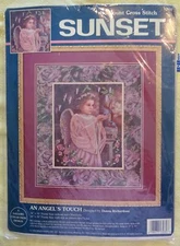 Sunset No Count Cross Stitch Kit An Angel's Touch Roses Bluebirds 13930