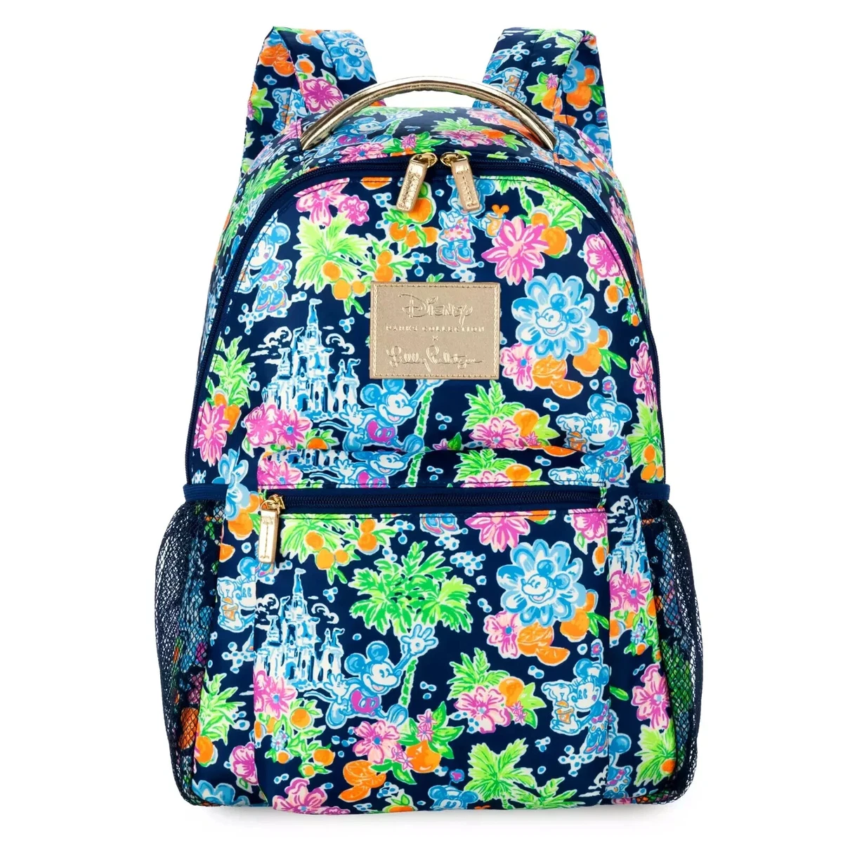 Lilly Pulitzer Neon Floral Drawstring Backpack Bag Pink Green Blue Gold Lilly Pulitzer Backpack – Brookside Gifts main image 2