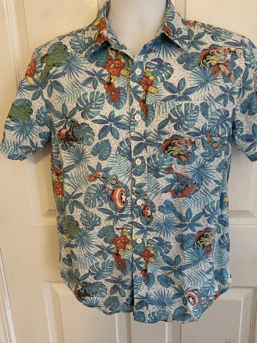 Avengers button up shirt hotsell