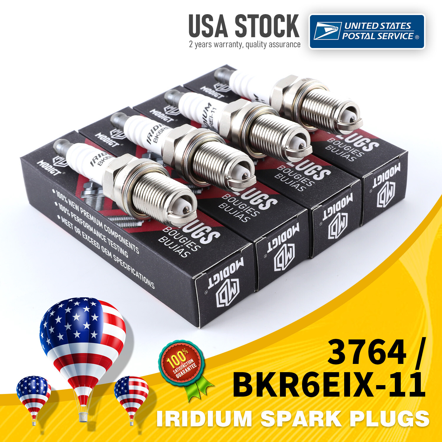 High-Performance BKR6EIX-11/3764 Iridium Spark Plugs 4-Pack