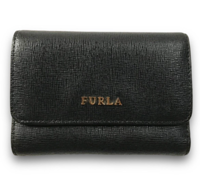 FURLA Black Leather Bifold Mini Men Women Wallet Italy | eBay display picture 1
