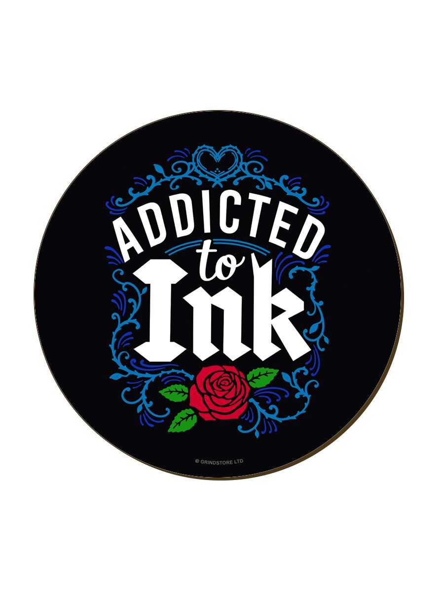 Coaster Addicted To Ink Black 9.2x9.2cm