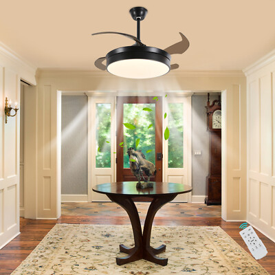 42'' Invisible Ceiling Fan with Light LED Chandelier Fan Pendant Light w/Remote