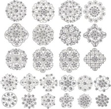 24pcs Mixed Sliver Rhinestone Crystal Brooches Pin DIY Wedding Bridal Bouquet