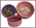 RUSS Debby Carman Faux Paw Dog Cat Water/Food Ceramic Bowls 4¾•5 ½•7” - SET OF 3