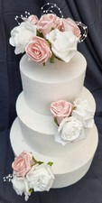 Wedding Cake Decoations Topper/Set Pink & White Flowers Anniversary Birthday