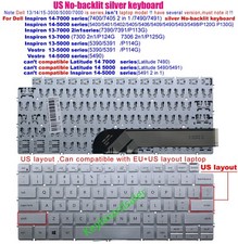 silver No-Backlit Keyboard for Dell Inspiron 5400 5401 5402 5490 5493 5498 P120G