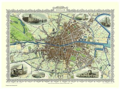 History Portal Dublin 1851 Karte John Tallis 1000 Teile Puzzle 690 mm x 480 mm