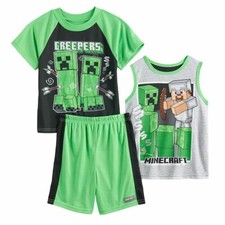 Minecraft Boy's Steve in Diamond Armor and Creepers 3-Piece Shorts Set