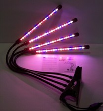 80 LED Plant Grow Light 4 Heads Gooseneck 3/9/12H Timer Dimmable - Clamp - BLACK