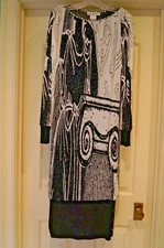 EUC VIRGINIE PARIS DRESS WOMEN'S "MED" BLACK/WHITE BLOUSON, BLACK BOTTOM W TIE