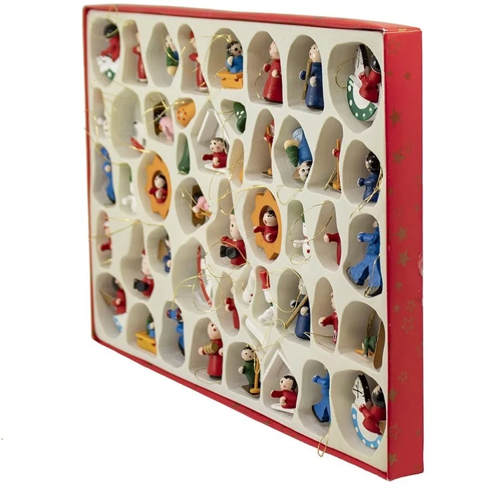 Juego de 48 piezas mini adornos navideños de madera Kurt Adler Petite Treasures Foto 3 de 4