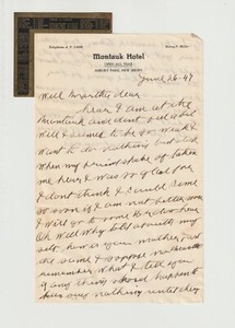 Montauk Hotel Asbury Park New Jersey NJ June 26 1947 Hotel Stationary Letterhead
