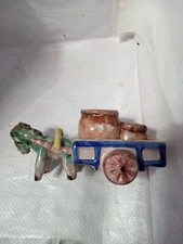 Rare Mid 1950s VIETRI GAMBONE DONKEY CART 2 BARRELS ART POTTERY FIGURINE 