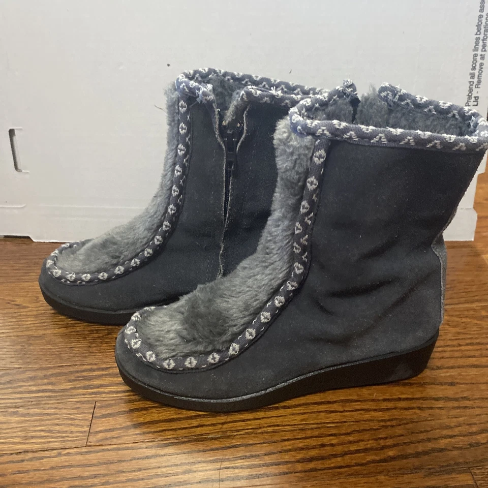 Итальянский сделано замши молнии размер 6 короткие ботинки женщин классический овечий мех с подкладкой серый - Изображение 2 из 4