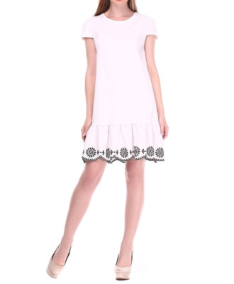New VALENTINO RED Casual Floral Embroidery Dress Viscose S M White Cocktail  | eBay