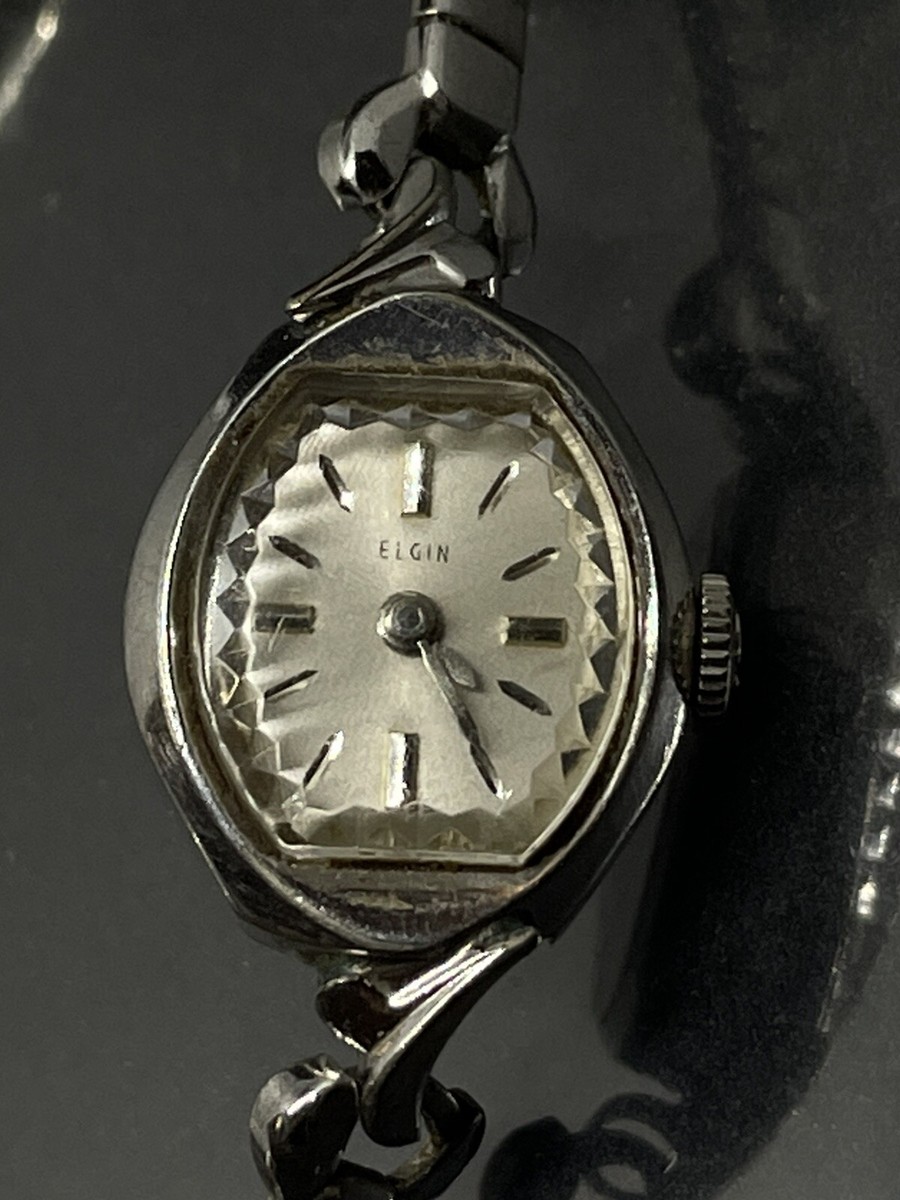 VTG Elgin Ladies 10K RGP Silver Tone Watch Stainless Steel