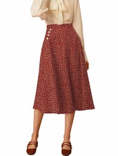 Women's Retro Polka Dots Elastic Waist Vintage A-Line Midi Skirt