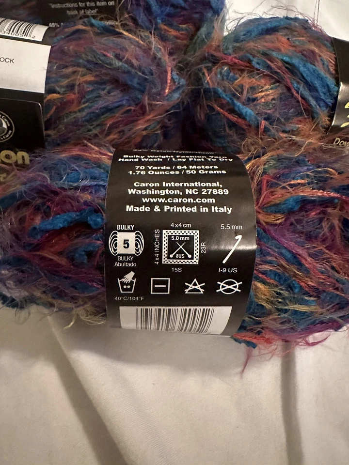 Hilo de chenilla plumas de caron 1,76 oz, 70 yardas color pestañas de pavo real 4x70 yardas Foto 3 de 3