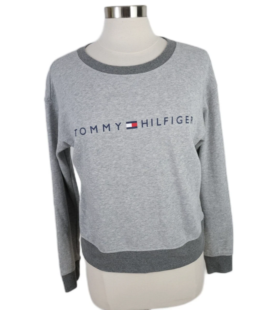 Tommy Hilfiger Sport Womens Soft Cotton LS Boat Neck Heather Gray Sweater  Small | eBay