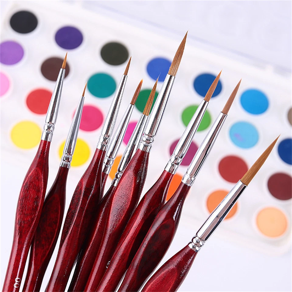 6pcs Artist Paint Brush Sable Hair Detail Miniature Brush Painting Brushes Set - image 2 of 4
