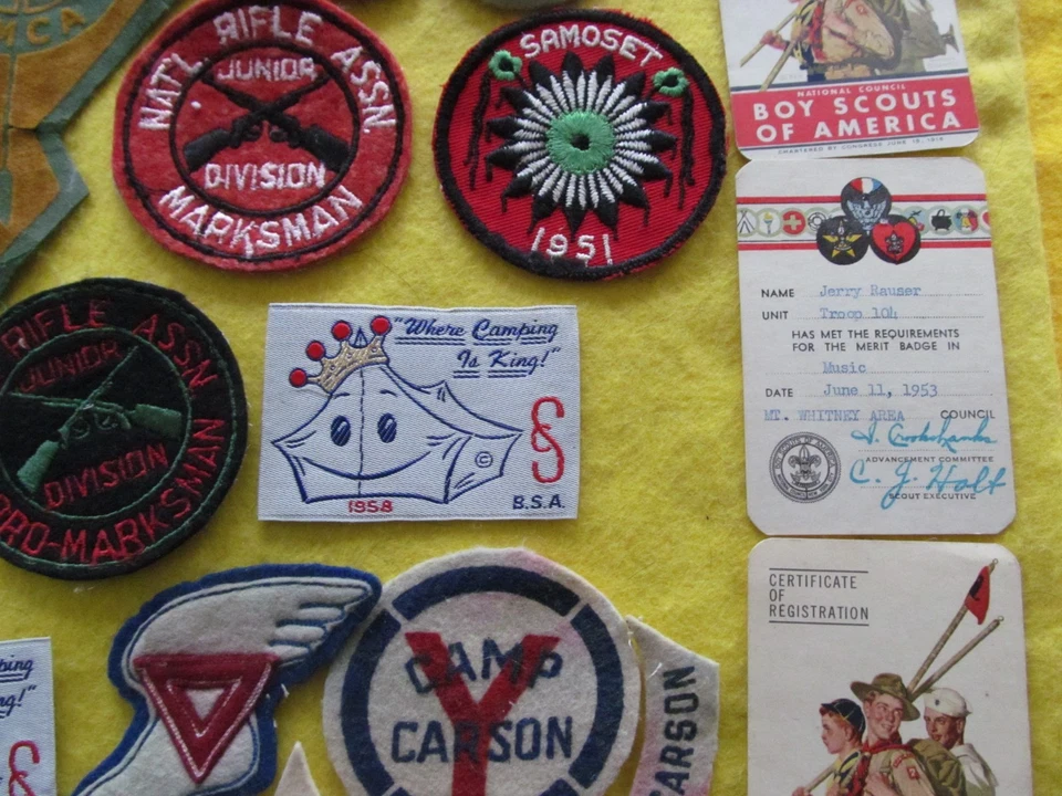 VINTAGE B.S.A. LOTE PARCHES, REG. Y TARJETAS DE CLASE, RIFLE NAT'L, YMCA 1939-1950 Foto 3 de 4