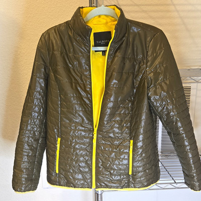 Talbots Primaloft Women's Petites Quilted Full Zip Jacket Green/Yellow MP