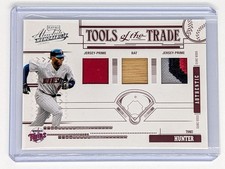 2005 Absolute Mem. Tools of the Trade Swatch Triple Prime Red Torii Hunter /25