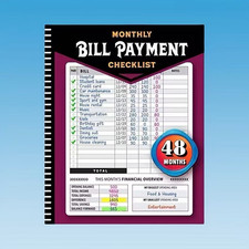 Monthly Bill Payment Checklist Planner 48 Months Monthly Format