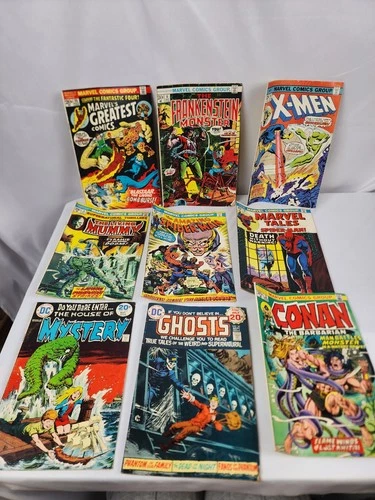 1970's Vintage lot of 9 Marvel & DC COMICS mummy spider man x-men fantastic four