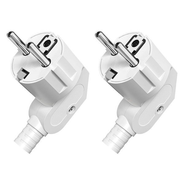 Schuko Stecker Winkelstecker 250V 16A Wasserdicht 2 StüCk FüR 8-10Mm Kabel Weiß-image