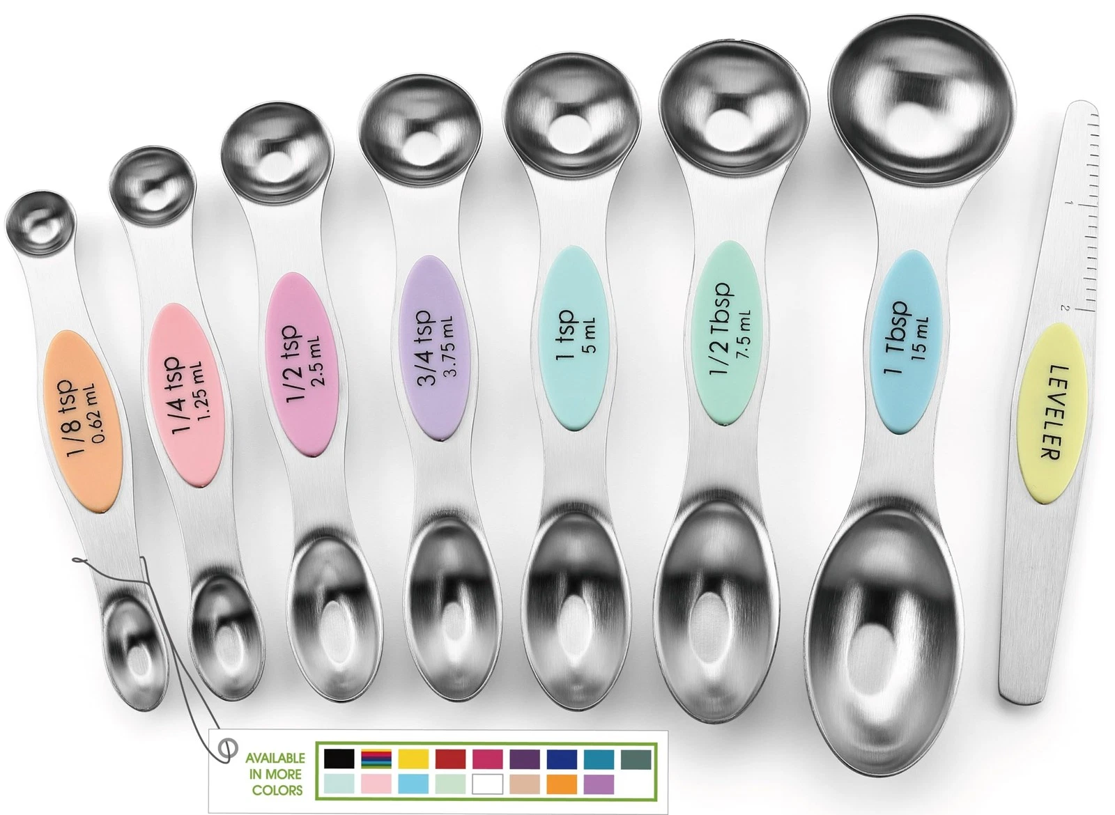 Spring Chef Stainless Steel Magnetic Measuring Spoons Set of 8 with Leveler,