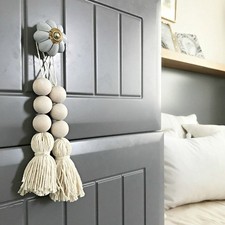  2 PC Wood Bead Door Decoration Knob Tassels Hanging Beads for Doorways