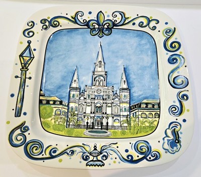 Adler's St. Louis Cathedral Wittmann Platter New Orleans Ceramic Artwork 15 3/4''