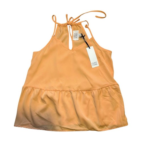 NWT Olive Oak Blouse Womens XS Orange Ruffle Peplum Tank Boho Festival