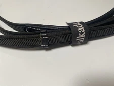 Black Rubber And Leather English Reins With Leather Hand Stops