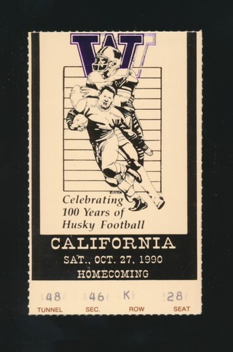 (10/27/1990) WASHINGTON HUSKIES vs California (Cal) -Football Ticket Stub - Picture 1 of 2