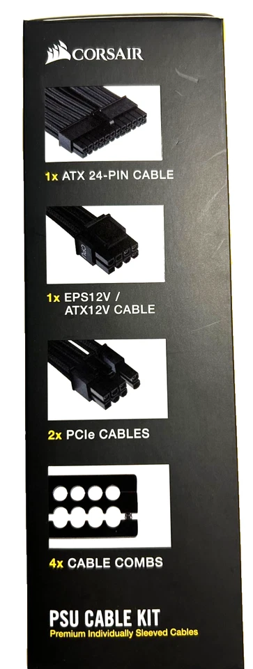 Corsair Individually Sleeved PSU Cables Starter Kit Type 4 Gen 4 – White/Black - Image 3 of 3