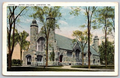 Bates College Chapel Lewiston Maine 1931 Postcard Vintage Education ME AA445